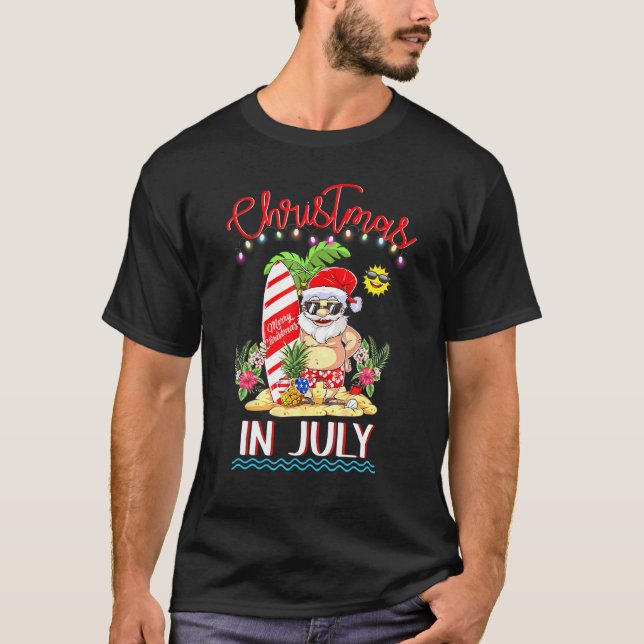 Camiseta Navidades En Julio De Vacaciones En Playa Santa Su (Anverso)