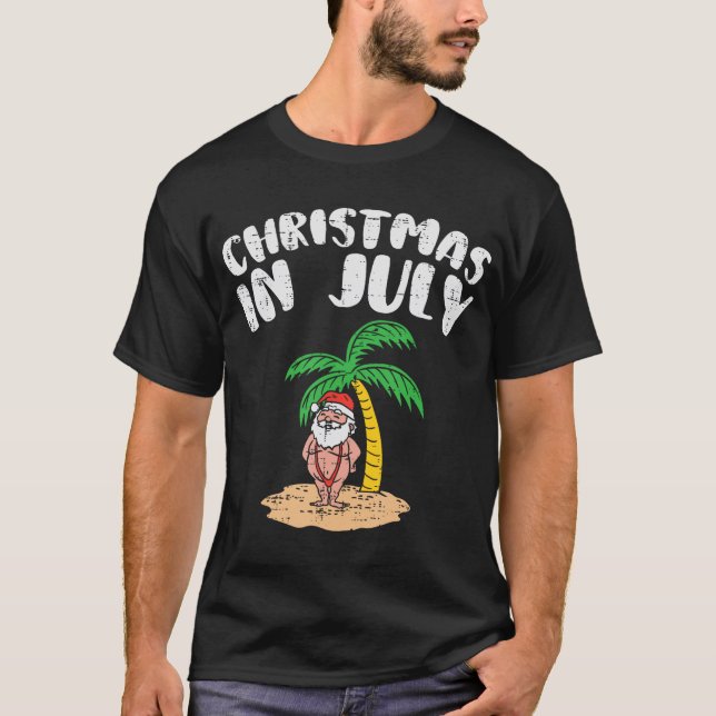 Camiseta Navidades En Julio Del Tro De Verano De Santa Palm (Anverso)