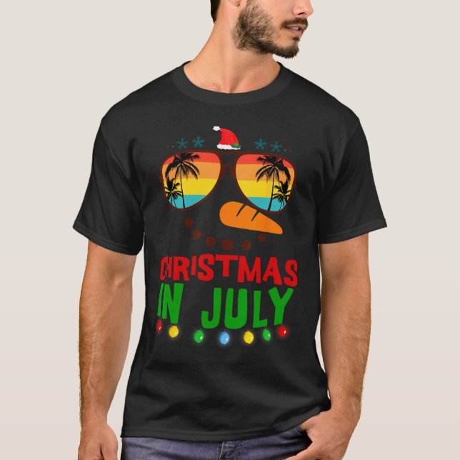 Camiseta Navidades En Julio Divertido Snowman Beach Summer  (Anverso)
