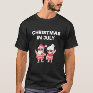 Camiseta Navidades En Julio Divertido Sr. y Sra. Santa Clau