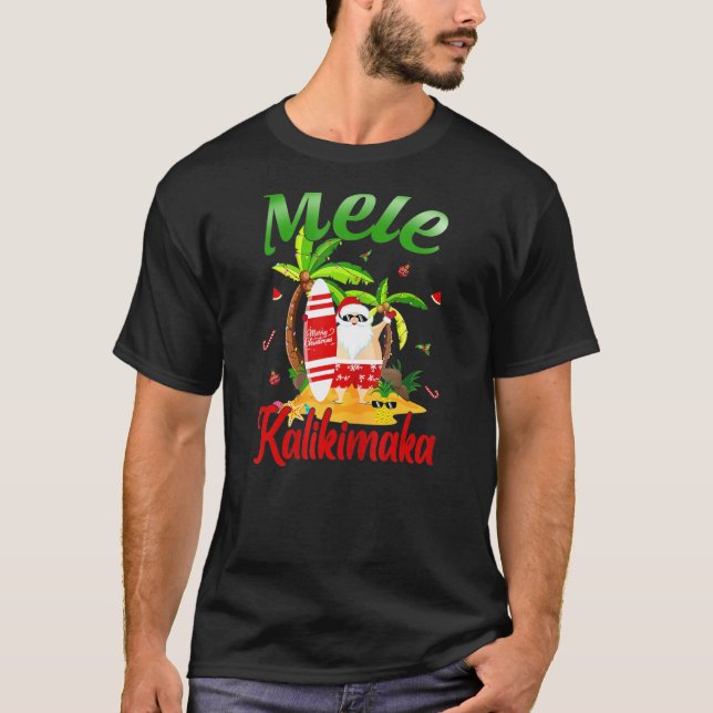 Camiseta Navidades En Julio El Funny De Surf Santa Mele Kal (Anverso)