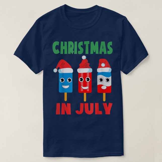 Camiseta Navidades En Julio En Copas De Hielo En Niños De S (Diseño del anverso)