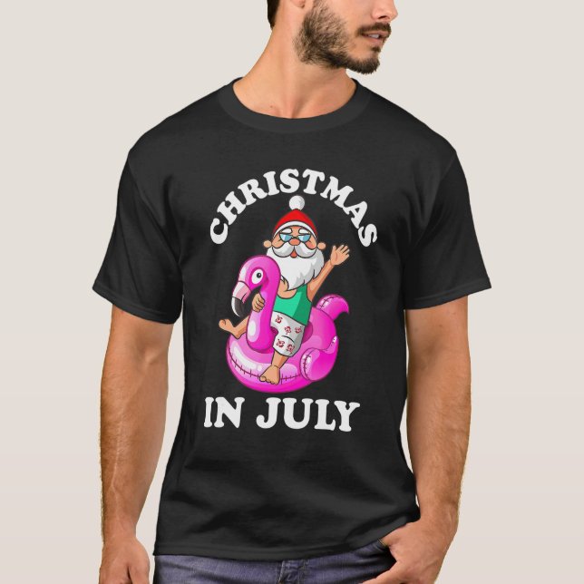 Camiseta Navidades En Julio En El Verano De Santa Flamingo (Anverso)