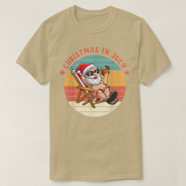 Camiseta Navidades En Julio En El Verano De Santa Hawái  (Diseño del anverso)