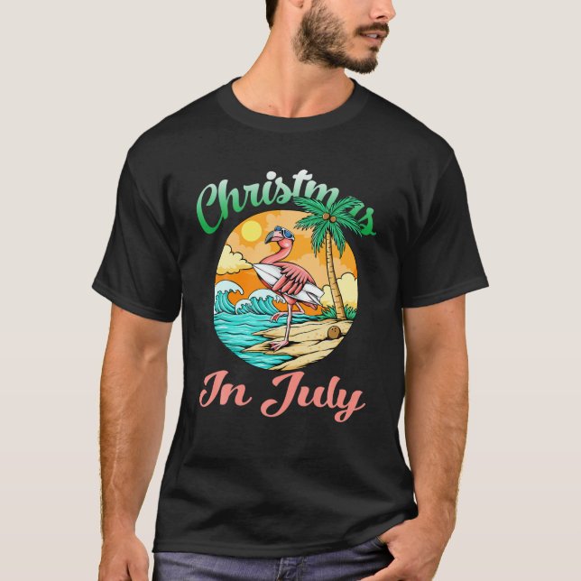Camiseta Navidades En Julio En El Verano Del Flamingo (Anverso)