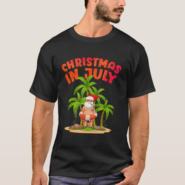 Camiseta Navidades En Julio En Hawái, Santa Claus Tee Hawai (Anverso)