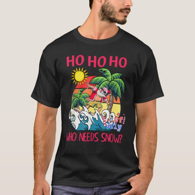 Camiseta Navidades En Julio En La Playa De Verano De Santa  (Anverso)