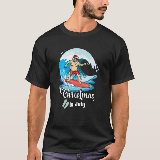 Camiseta Navidades En Julio En La Playa De Verano De Santa  (Anverso)
