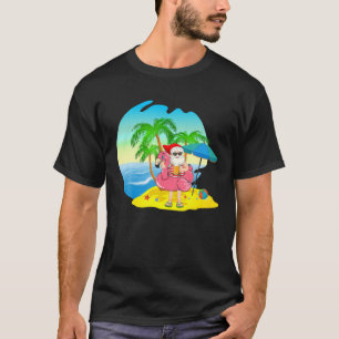 Camiseta Navidades En Julio En Santa Flamingo Hawaiian Beac