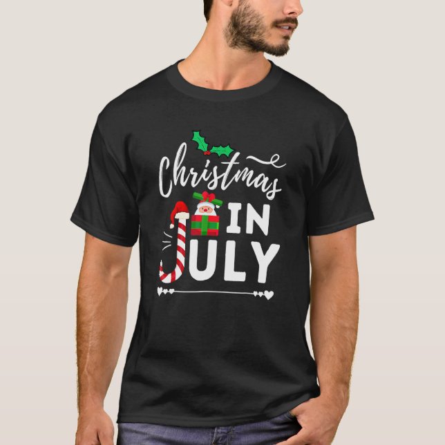 Camiseta Navidades En Julio En Santa Hat Hawaiian Beach Sum (Anverso)