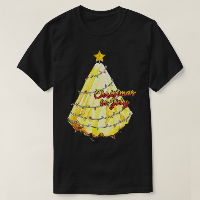 Camiseta Navidades en julio en verano del árbol de Navidad  (Diseño del anverso)