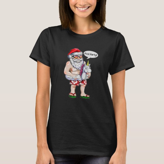 Camiseta Navidades En Julio Festejo De Santa Claus Unicorn (Anverso)