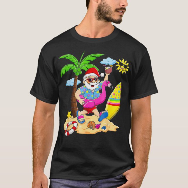 Camiseta Navidades En Julio Fiesta Hawái Summer Santa Surf (Anverso)