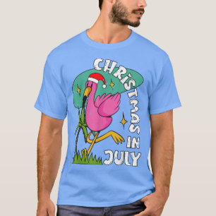 Camiseta Navidades En Julio Flamingo Cute Beach Summer Chri