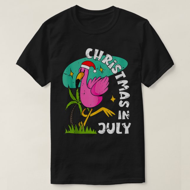 Camiseta Navidades En Julio Flamingo Cute Beach Summer Chri (Diseño del anverso)