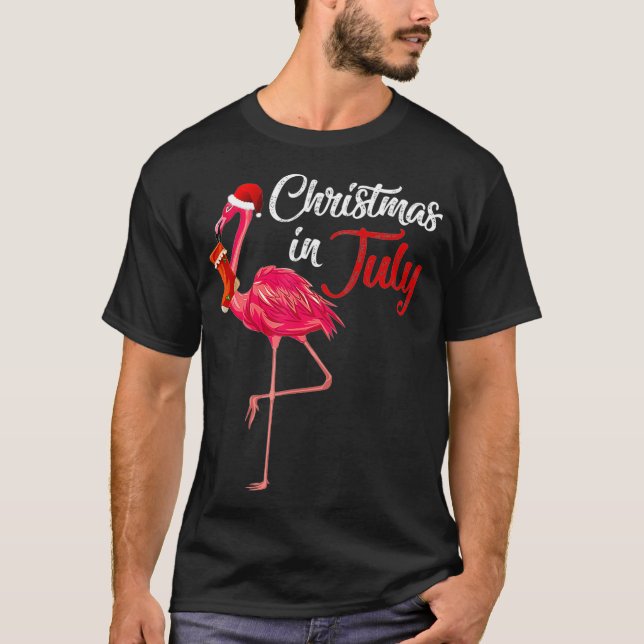 Camiseta Navidades En Julio flamingo hola Verano Beach Vaca (Anverso)