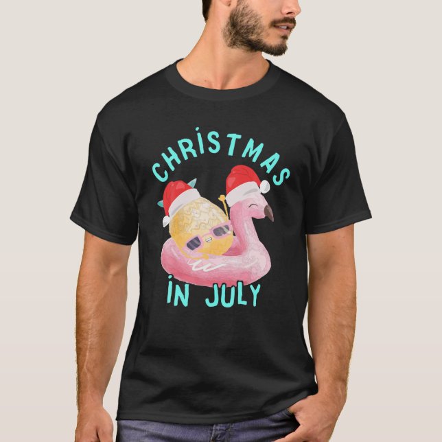 Camiseta Navidades En Julio Flamingo Pineapple Pool Fiesta  (Anverso)