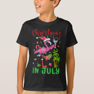 Camiseta Navidades En Julio Flamingo Santa Summer Xmas Muje