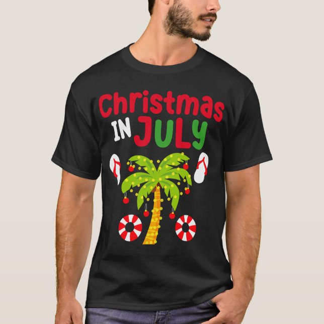 Camiseta Navidades En Julio Flamingo Surfing Coconut Su (Anverso)