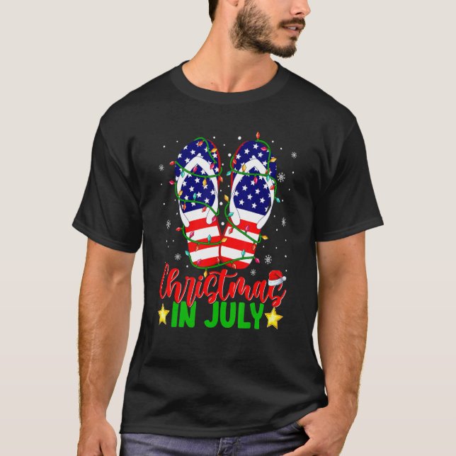 Camiseta Navidades En Julio Flip Flops Bandera Estadouniden (Anverso)