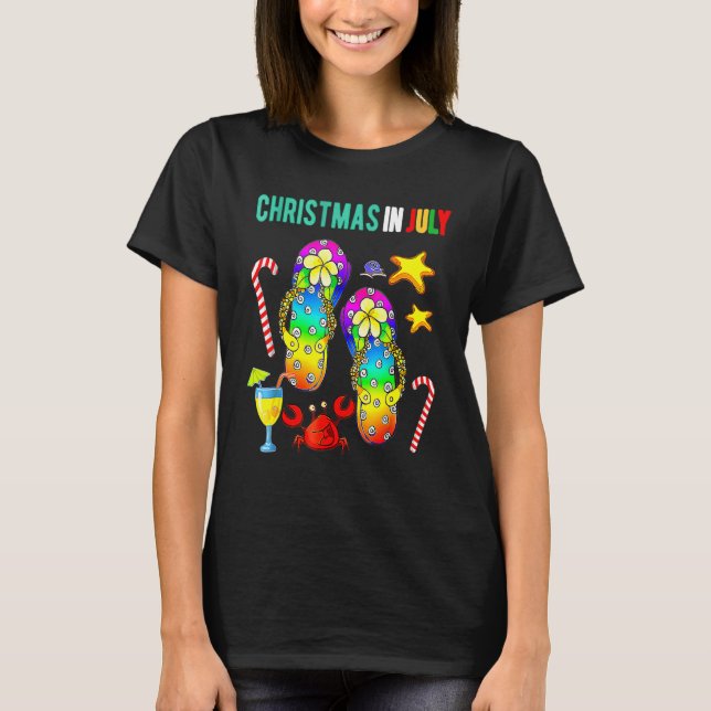 Camiseta Navidades En Julio Flip Flops Beach Vacation (Anverso)