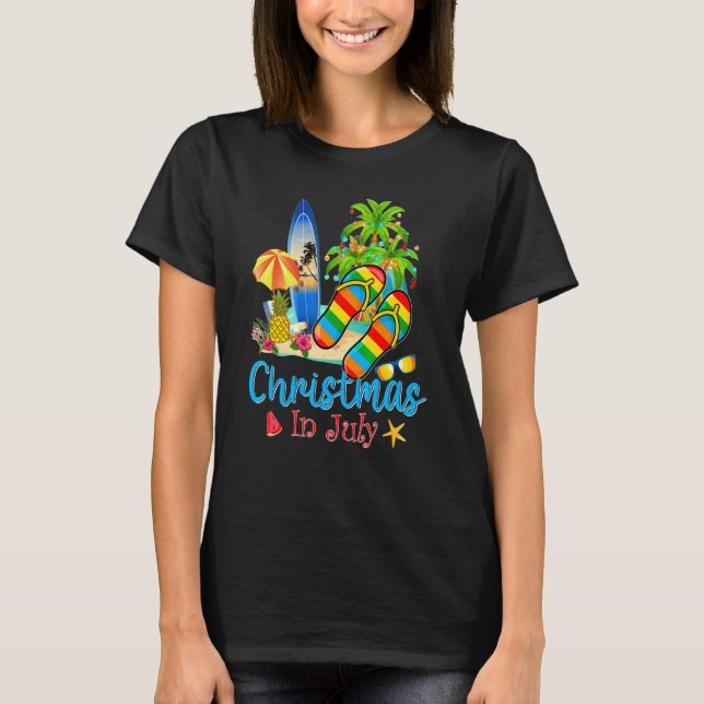 Camiseta Navidades En Julio Flip Flops Summer Vacation Beac (Anverso)