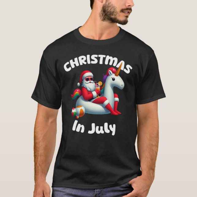 Camiseta Navidades En Julio Flotador De Santa Unicornio (Anverso)