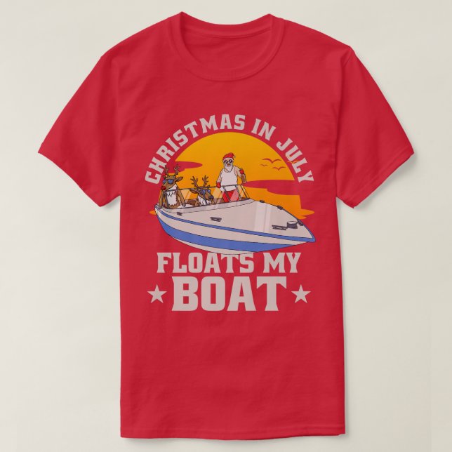 Camiseta Navidades en julio flotan mi barco con Santa Reind (Diseño del anverso)