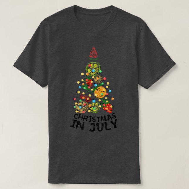 Camiseta Navidades En Julio Frutos De Navidad Árbol Hombres (Diseño del anverso)