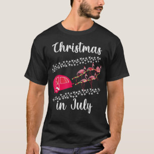 Camiseta Navidades En Julio Funny Flamingo Campin Retro Ros