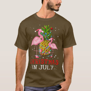 Camiseta Navidades En Julio Funny Flamingo Pineapple Summer