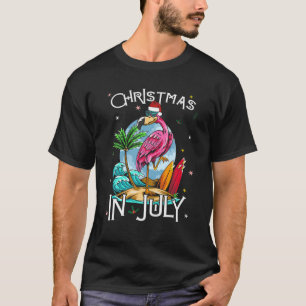 Camiseta Navidades En Julio Funny Flamingo Rosa Santa Hat
