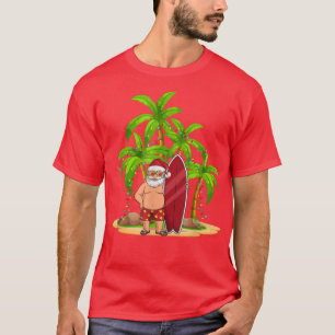 Camiseta Navidades En Julio Funny Santa Claus Surfboard Sum
