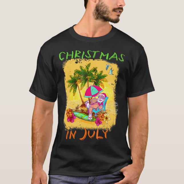 Camiseta Navidades En Julio Funny Santa Summer Beach (Anverso)