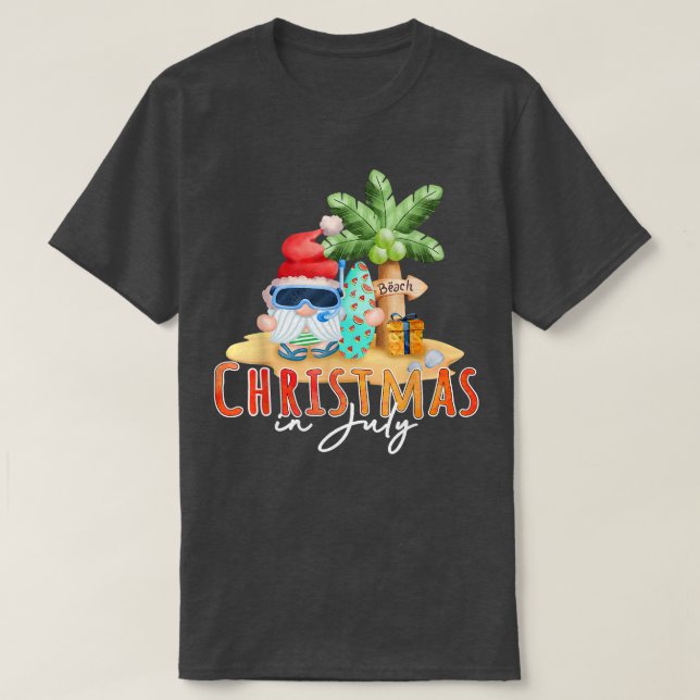 Camiseta Navidades En Julio Funny Santa Summer Beach Vacati (Diseño del anverso)