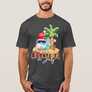 Camiseta Navidades En Julio Funny Santa Summer Beach Vacati
