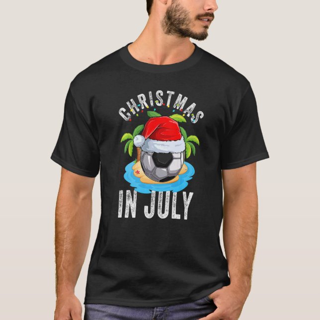Camiseta Navidades En Julio Fútbol Santa Hat Vacaciones De  (Anverso)