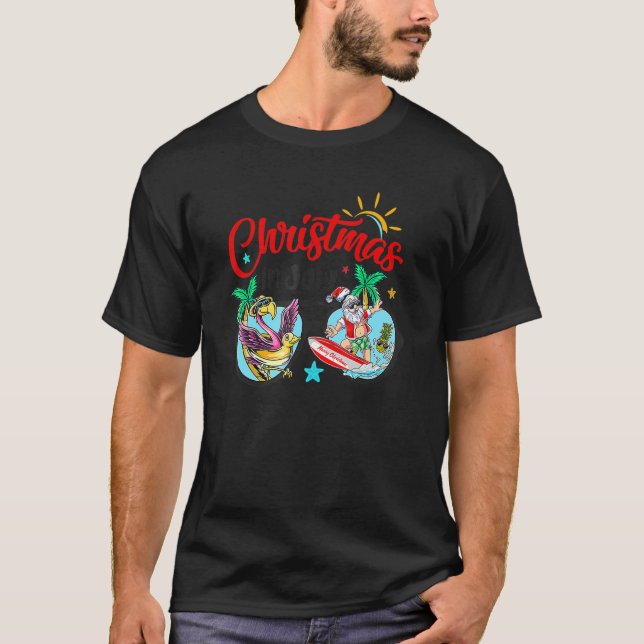 Camiseta Navidades En Julio Gafas De Sol Flamingo Santa Sur (Anverso)