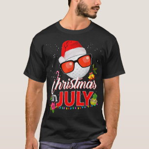 Camiseta Navidades en julio Golf Golfer Glasses Santa Hat S
