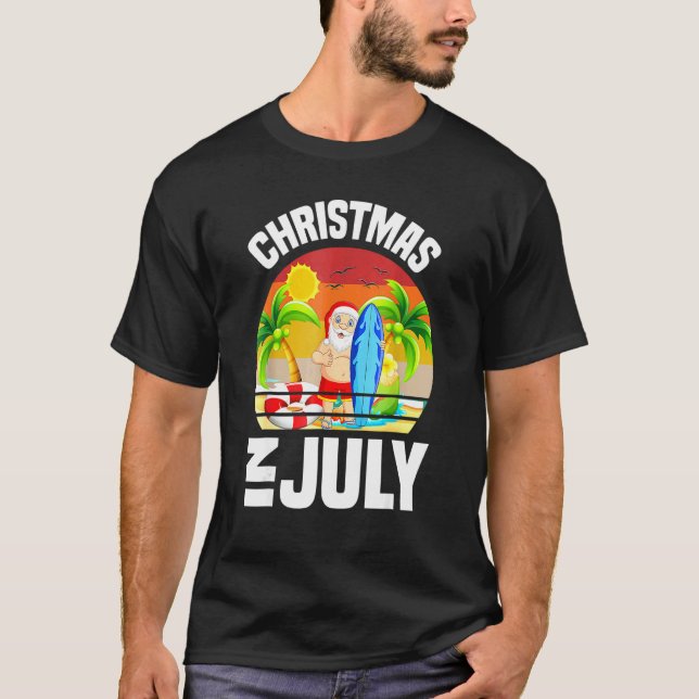Camiseta Navidades En Julio La Playa De Vacaciones Retro Sa (Anverso)