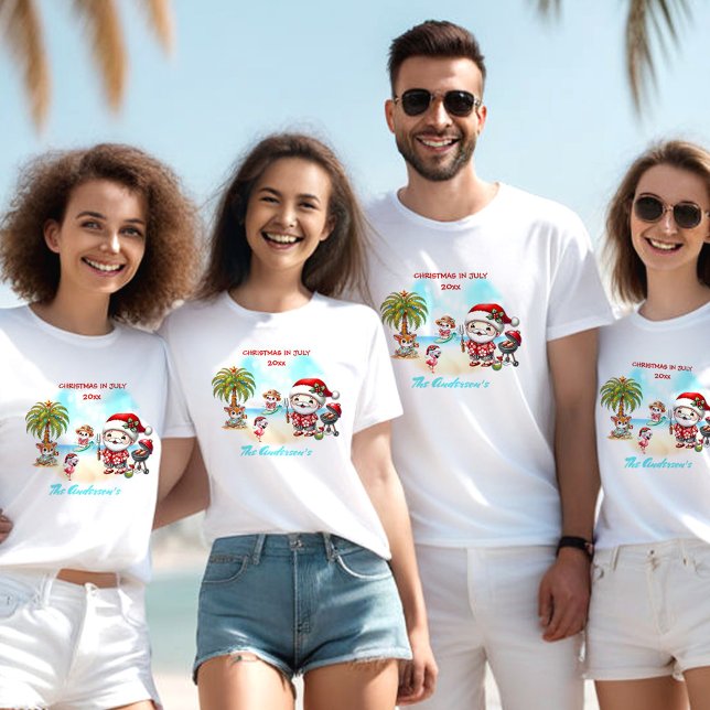 Camiseta Navidades En Julio Nombre De Verano Cute Santa Tro (Christmas In July Cute Santa Tropical Summer Name T-Shirt)