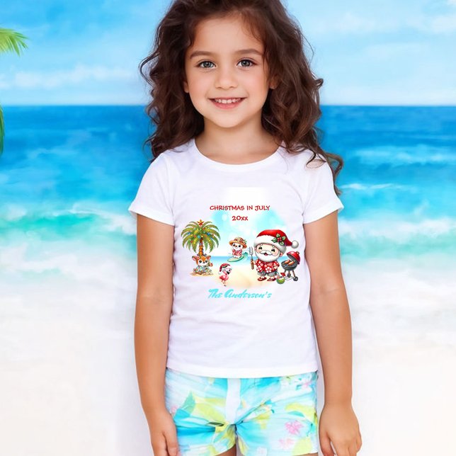 Camiseta Navidades En Julio Nombre De Verano Cute Santa Tro (Christmas In July Cute Santa Tropical Summer Name Girls' T-Shirt)