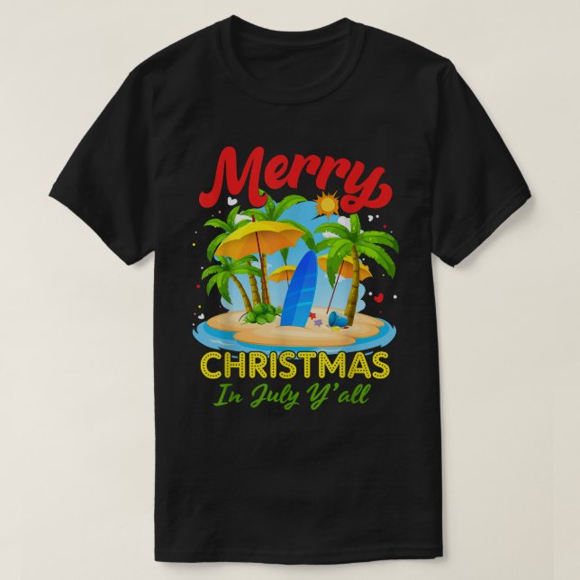 Camiseta Navidades en julio Palm Tree Beach Summer (Diseño del anverso)