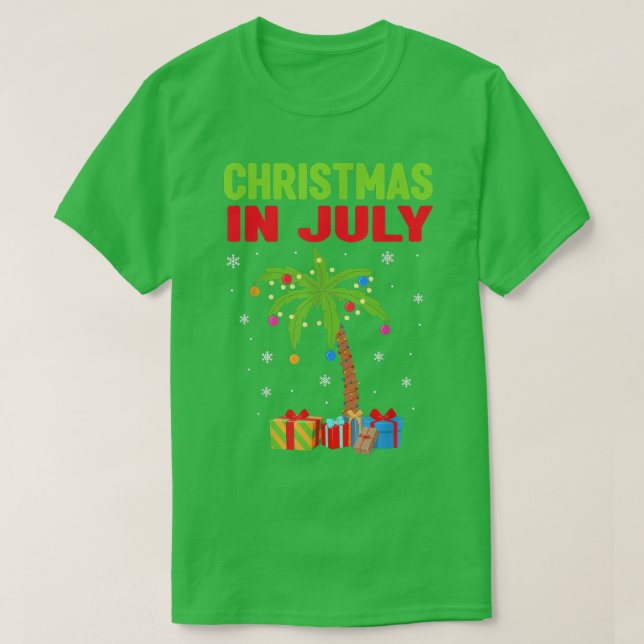 Camiseta Navidades en julio Palm Tree Xmas Light Beach Summ (Diseño del anverso)
