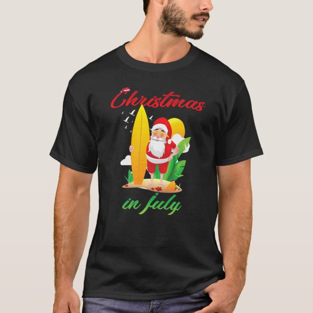 Camiseta Navidades En Julio Palm Tree Xmas Summer Santa In  (Anverso)