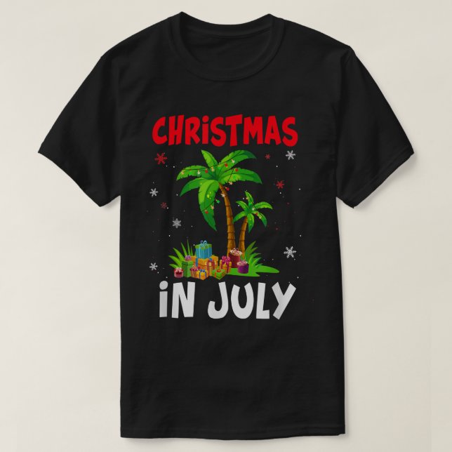 Camiseta Navidades En Julio Palm Tree Xmas Tree Beach Summe (Diseño del anverso)