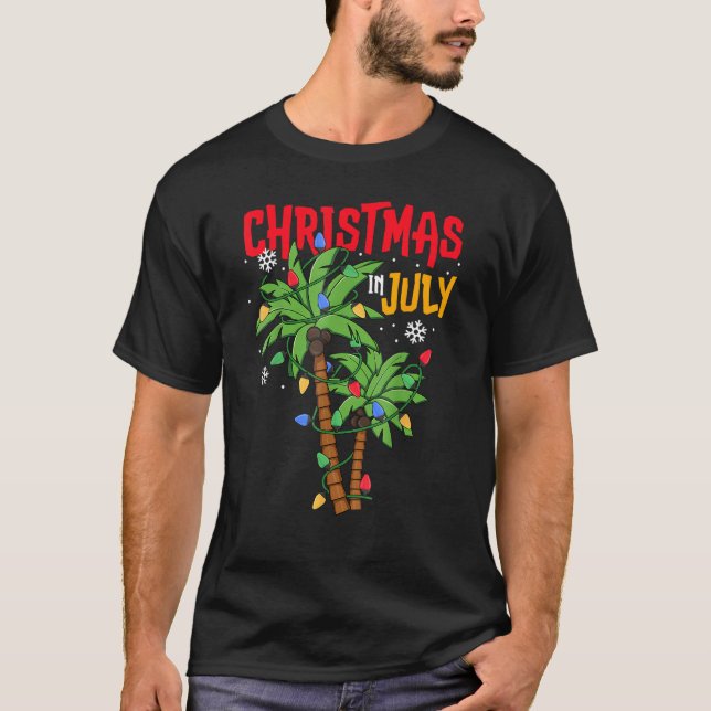Camiseta Navidades En Julio Palm Tree Xmas Tree Tropical Ha (Anverso)