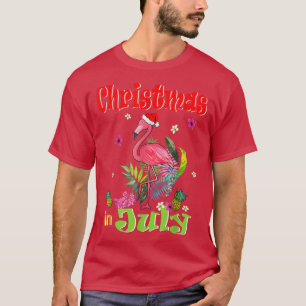 Camiseta Navidades En Julio Para Mujeres Flamingo Rosa