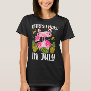 Camiseta Navidades En Julio Para Mujeres Flamingo Rosa 2