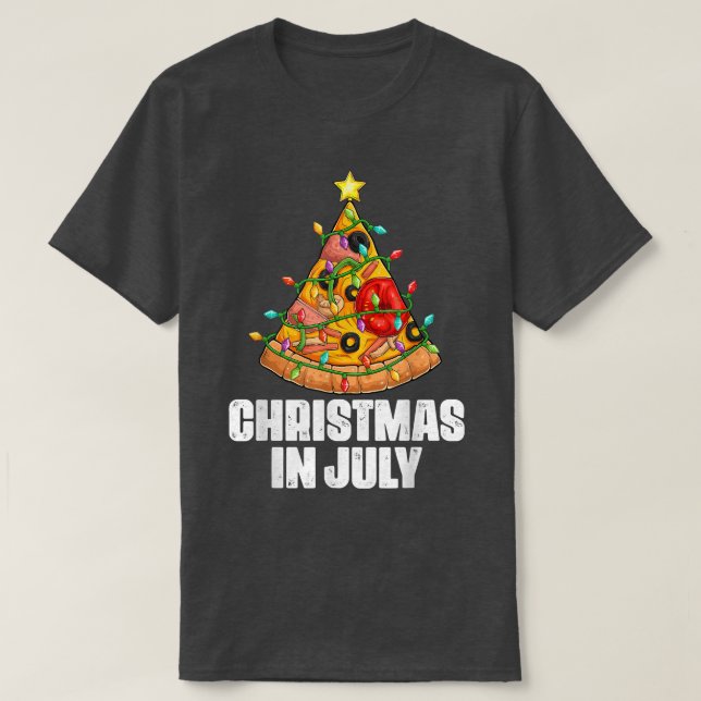 Camiseta Navidades en julio Pizza Xmas Tree Beach Vac (Diseño del anverso)